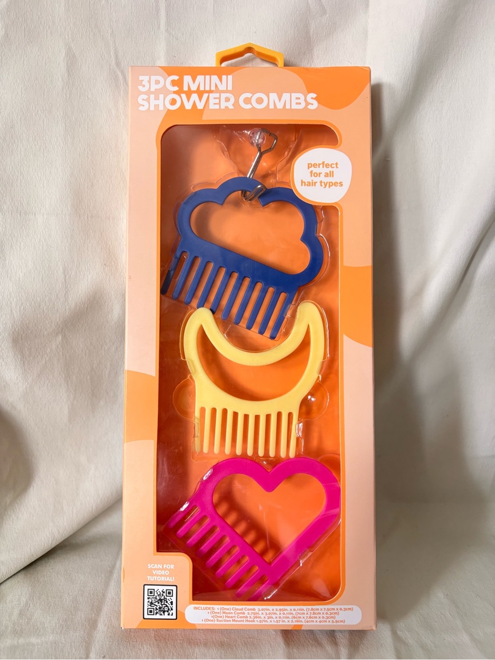 3PC Mini Shower Combs Set - Blue, Yellow, Pink